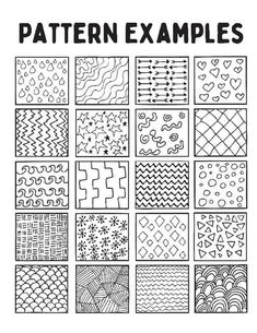 the pattern examples are shown in black and white, with different patterns to choose from