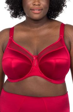 Three-section cups with reinforced side panels offer forward projection, lift and a rounded shape in this silky-soft underwire bra. 61% polyester, 30% nylon, 9% elastane Hand wash, line dry Imported Indian Women Bra, Goddess Bras, Lingerie Drawer, Unlined Bra, Soft Cup Bra, Lounge Lingerie, Everyday Bra, Stretch Satin, Full Figured