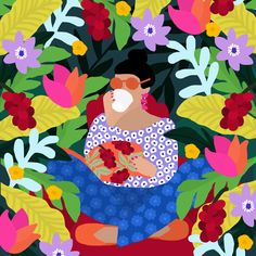 A girl sitting surrounded by flowers on the ground and drinking coffee. Culture Cafe, Illy Coffee, International Coffee, Cultural Diversity, Coffee Design, Flowers Plants, The Vision, Tropical Flowers