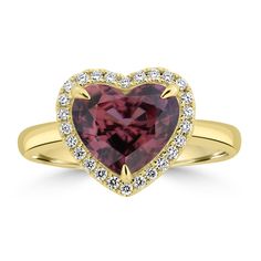 J44769 Pink Zircon, Zircon Gemstone, Heart Gemstone, Zircon Ring, Pink Gemstones, Ring Style, Diamond Set, Yellow Gold Ring, Peach Pink