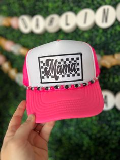 For all the cool Mamas! This is my whole summer vibe... grab a hat for the pool, beach, vacation, or chasing the kids are the park.  Want it a different color hat? Want to switch out the chain? All our hats are totally customizable, so message us to request custom colors or patches. We can build a custom listing just for you! White Trucker Baseball Cap For Beach, Summer Multicolor Hats With Letter Print, Multicolor Summer Hats With Letter Print, Adjustable Trucker Snapback Hat For Summer, White Visor Trucker Hat For Beach, Casual Adjustable Summer Trucker Hat, Casual Adjustable Trucker Hat For Summer, Casual Summer Adjustable Trucker Hat, Multicolor Letter Print Summer Hat