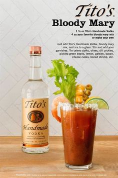 Tito's Bloody Mary Recipe | Tito's Handmade Vodka Bacon Shrimp, Alcohol Beverages, Cheers To The Weekend, Brunch Cocktails, Mixed Drinks Recipes, Vodka Drinks, Thirsty Thursday, Cocktail Drinks Recipes