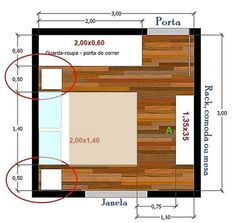 the floor plan for a small apartment with two beds and one living room in it