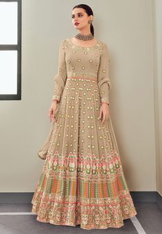 Beige georgette embroidered long anarkali suit 113  Desc:  Style : Long Anarkali Suits Color : Beige Fabric : Georgette Work : Embroidery Occasion : Festival   Christmas   Diwali   Eid   Party Wear   Engagement   Ceremonial   Baby Shower   Marriage Anniversary Wash Care : Dry clean Sleeve Style : Full Sleeve Long Sleeves : Done only in Custom Stitch Sleeves Lining : Done only in Custom Stitch Bust Size: 32 to 42 Inches. With Express Free Shipping and Custom Stitching, Buy Indian Wedding Party We Embroidered Semi-stitched Maxi Length Lehenga, Georgette Lehenga With Intricate Embroidery, Intricate Embroidery Georgette Lehenga, Intricate Embroidery Georgette Lehenga Maxi Length, Semi-stitched Long Georgette Churidar, Intricate Embroidered Georgette Lehenga Maxi, Embroidered Semi-stitched Sharara In Maxi Length, Maxi Length Salwar Kameez With Intricate Embroidery For Navratri, Anarkali Set With Intricate Embroidery Maxi Length