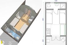 the floor plan for an apartment with two separate rooms