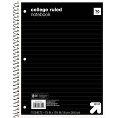 College Ruled 1 Subject Flexible Paperboard Cover Spiral Notebook - Up & Up? Softcover Notebook, Lecture Notes, Note Books, Ruled Paper, Beautiful Notebooks, Ruled Notebook, Lectures Notes, Daily Reminders, Wire Binding