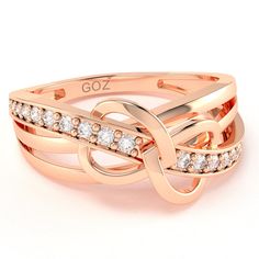 Crafted in solid 14k rose gold, this elegant two hearts infinity diamond ring is guaranteed to impress. Representing 2 hearts in one infinite love. Crusted out with 24 glimmering round diamonds. Diamonds are thought to provide the wearer with better relationships and increase inner strength. . Genuine Diamonds: .15 caratsQty: 4 x .9mm Round H|I2 x 1mm Round H|I4 x 1.1mm Round H|I2 x 1.2mm Round H|I8x 1.3mm Round H|I4x 1.4mm Round H|I All of our products are available in 925 Sterling Silver, Soli Infinity Rose Gold Diamond Ring For Anniversary, Rose Gold Infinity Diamond Ring For Anniversary, Infinity Diamond Ring, 2 Hearts, Infinite Love, Infinity Heart, Two Hearts, Inner Strength, Best Relationship