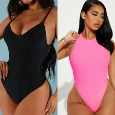 Black Is Size Small And Pink Is A Medium New With Tags Never Worn Pink Stretch Backless Bodysuit, Backless Stretch Pink Bodysuit, Pink Backless Bodysuit With Lined Body, Trendy Pink Bodysuit For Night Out, Pink Bodysuit For Club Nights In Summer, Summer Pink Bodysuit For Night Out, Pink Backless Bodysuit For Club, Pink Bodysuit For Club And Summer, Pink Summer Bodysuit For Night Out