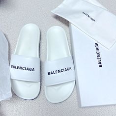 Beautiful Balenciaga Leather Slides. Purchased At Neiman Marcus. Newnever Worn. Questions? Leave A Comment Below! Trendy White Leather Slides, Designer Round Toe Summer Slides, Designer Round Toe Slides For Summer, Designer White Leather Slides, Designer Slides With Flat Heel For Summer, Designer Flat Slides For Summer, Luxury White Leather Slides, Designer Summer Flat Slides, Designer White Slides For Beach