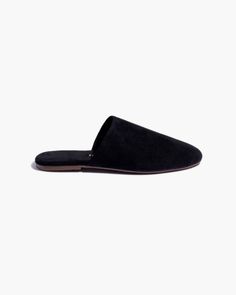 Your “going out” slippers. Slide-on mule design and made with buttery soft suede leather in rich colorways. A closed almond-shaped toe and open back are met with a cushioned insole and rubber outsole for easy comfort. Black 7, Clothes Style