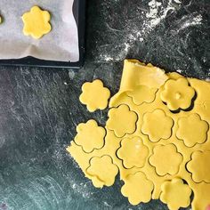 the dough has been shaped into flower shapes