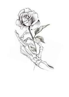 a black and white drawing of a rose