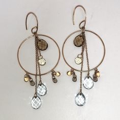 Gorgeous Vintage Bailey Banks & Biddle Designer Earrings. Solid, Genuine 14k Yellow Gold. Stamped 14k And Designer’s Hallmark. Feature Open Circles With Drop, Dangle Chains With Fancy, Pear, Checkerboard Cut Gemstones. Aquamarine, Citrine, Topaz, Peridot Gems. Price Is Firm Please, No Trades. Drop Dangle Earrings, Designer Earrings, Stone Jewelry, Blue Gold, Aquamarine, Citrine, Banks, Hallmark, Circles