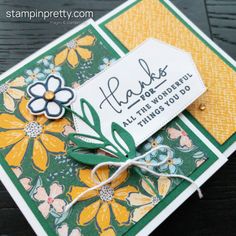 a thank card made with stampin'pretty flowers from stampinparty com