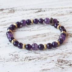 Amethyst and Brass Beaded Bracelet from Thailand - Beautiful Thai in Purple | NOVICA Amethyst Beaded Bracelet, Purple Beaded Bracelets, Amethyst Bracelet Beads, Stone Bead Jewelry, Morning Texts, Lava Bracelet, Bracelets Design, Popular Jewelry, Amethyst Bracelet