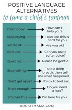 the differences between positive and negative language in children's tantrums, with text overlay