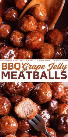 Learn how to make these easy grape jelly bbq meatballs for a simple crowd-pleasing appetizer recipe! This easy crockpot recipe makes sweet and saucy meatballs — serve on the side, as an appetizer, or make it your main course! Made with 3 ingredients only! Meatball Recipes Jelly, Sticky Bbq Meatballs, Grape Chili Meatballs, Appetizer Crockpot Meatballs, Crockpot Jelly Meatballs, Crockpot Horderves Appetizers, Best Party Meatballs, Crockpot Meatball Recipes Appetizers, Meatball Grape Jelly Recipe