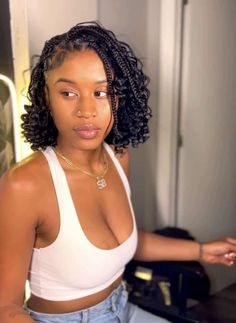 50 Boho Bob Knotless Braids Hairstyles Everyone's Loving Bob Riccio, Hairstyles Names, Box Braids Bob, Hairstyles Korean, Short Box Braids, Single Braids