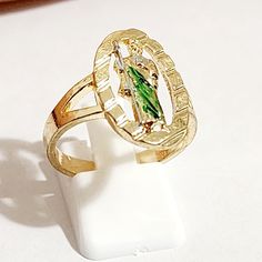 Anillo De San Judas Bao De 14k 14k Gold Plated San Jude Ring 14k Gold Plated Jewelry, Fire Opal Ring, Blue Stone Ring, Trendy Ring, Luxury Diamonds, Jewelry Lookbook, Ring Color, Wedding Rings Vintage, Gold Plated Rings