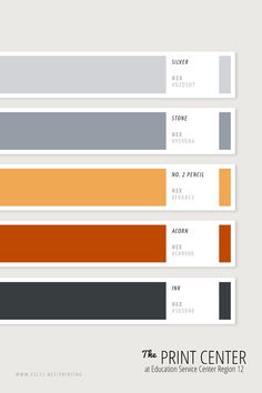 an orange and gray color scheme for the print center