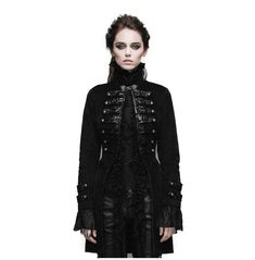 Gothic Black Belts Decorated High Collar Jacket For Women | Thinkers Clothing Halloween Gothic Costume, Steampunk Coat, Women Winter Coat, High Collar Jacket, Heavy Clothing, Gothic Costume, Mode Mantel, Steampunk Women, Winter Fashion Coats