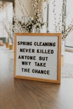 a sign that says spring cleaning never killed anyone but why take the chance