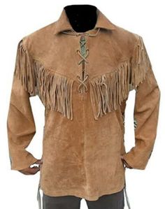 PRICES MAY VARY. WESTERN FRINGE SHIRT FOR MEN: Excellent Cowboy western Fringed Shirt is for western style leather-wear Shirt for complete cowboy look. Excellent Fringe work on the Shirt made of top-quality suede leather 100% GENUINE SUEDE LEATHER COWBOYS MENS Shirt: Traditional Western Style Cowboys Shirt made with 100% genuine Suede leather. Native American Shirt has Classic good quality leather-wear and more fashionable look. COOL STYLE: Men’s Western Style Shirt hard and not thick. This men’ Mountain Man Shirt, Mens Western Style, Native American Shirts, Mens Western Wear, Cowboy Jacket, Fringe Shirt, Mens Western, Classic Cowboy, Fringe Leather Jacket