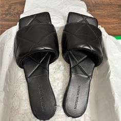 Brand New Authentic Size 39 But Run Small So 37 Or 36.5 Would Fix Comes With Box And Dust Bag Designer Black Square Toe Sandals, Designer Black Sandals With Square Toe, Bottega Veneta Slides, Bottega Veneta Mules, Bottega Veneta Sandals, Bottega Veneta Shoes, New Bottega, Swim Shoes, Levi Jeans 501