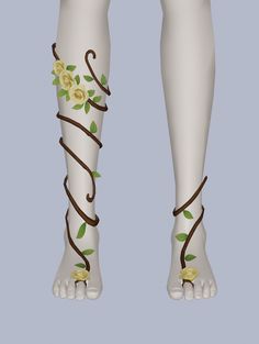 the legs are decorated with flowers and leaves