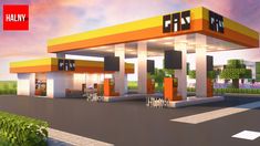 an artist's rendering of a gas station