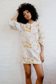 The Mia dress is a simple, yet elegant long-sleeve mini dress featured in this gorgeous cream and mustard yellow floral print. With long bishop sleeves, elasticated at the cuff for added comfort and style. Can be dressed up or down to suit any occasion.