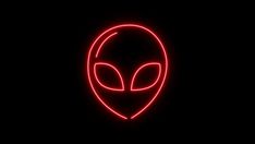 an alien head neon sign on a dark background with the word'alien'in red