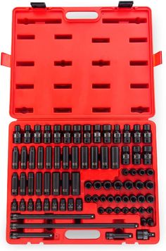 Sunex 3580 80pc 3/8 Dr. Master Deep Standard and Universal Impact Socket Set Socket Set, Storage Case, Heavy Duty, Drive, Design