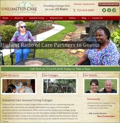 the homepage for an assisted care services website