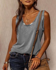 Sleeveless Shirt Women, Loose Vest, Solid Tank Tops, Loose Tank Tops, Shirts Women Fashion, Mode Casual, Womens Tops Summer, Sleeveless Tshirt, Casual Tank Tops