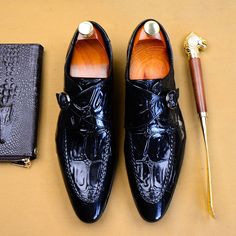 CROCODILE MONK STRAP "WALL STREET" – Pisani Maura Crocodile Loafers, Belt Ring, Alligator Crocodile, Crocodile Shoes, Gentleman Shoes, Harness Boots, Shoe Boot Sandals, Goat Leather, Gentleman Style