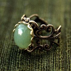 LOVE THIS Vintage Green Filigree Ring With Gemstone, Vintage Green Aventurine Jewelry, Handmade Vintage Aventurine Jewelry, Handmade Vintage Filigree Ring, Green Vintage Adjustable Rings, Adjustable Vintage Green Rings, Vintage Adjustable Filigree Ring Gift, Filigree Ring, Dream Jewelry