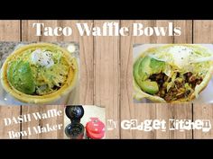 taco waffle bowls with different toppings on them