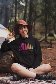 Introducing our Camping Hoodie, a must-have for all adventure enthusiasts! This hoodie features a stunning colorful gradient forest graphic that captures the essence of the great outdoors. With the inspiring saying "WILD-Not All Who Wander Are Lost" boldly printed, it serves as a reminder to embrace your wild spirit and wanderlust.