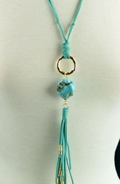 Bohemian Turquoise Necklaces, Adjustable Turquoise Tassel Necklaces, Adjustable Turquoise Tassel Necklace For Gift, Upcycle Inspiration, Leather Work, Cool Necklaces, Accessories Jewelry Necklace, Drop Necklace, Leather Lace