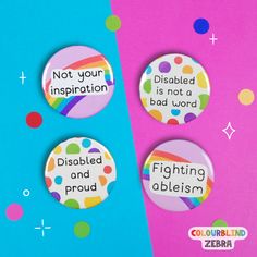 I am disabled and proud! 👩🏻‍🦼💜

Disability pride badge bundle and badges pictured are available in my store 🛍️ Pride Badges, Button Badges, Color Blind, Button Badge, Metal Pins, Pin Backs