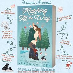 a book cover with an image of a man and woman kissing in front of trees