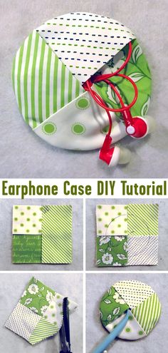 Earphone Fabric Case DIY Tutorial Earbud Pouch Diy, Earbud Case Sewing, Diy Earphone Holder, Diy Earbud Case, Diy Earphone Case, Earbud Holder Diy, Earphones Diy, Earbud Pouch, Diy Pouch Tutorial