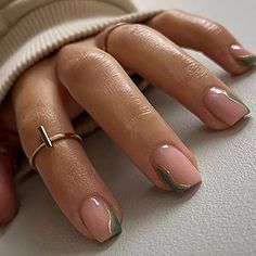 8 Ways to Wear Barely-There Nude Beige Nails All Year Round 9 Corner Tip Nails, Nail Inspo Square Short French Tip, Sage Nails, Fake Nails Long, Short Fake Nails, Squoval Nails, Nagel Tips