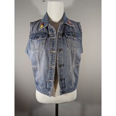 Very Good Preowned Condition Denim Custom Vest. No Holes, Tears, Or Stains. No Size Tag. No Brand Tag. Approx. Measurements: Pit To Pit: 19" Length: 21" Please See All Photos For Reference About Condition. Comes From Pet Friendly/Smoke Free Home. Have Any Questions? Please Ask! Vest Jackets, Custom Denim, Coats Women, Vegan Animals, Brand Tags, Denim Vest, No Brand, Size Tag, Vest Jacket