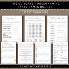 the ultimate housewaring party games bundle includes 7 games with answers keys and printables