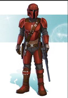 Red Mandalorian Armor, Red Mandalorian, Mando Oc, Star Wars Characters Poster, Star Wars Bounty Hunter, Mandalorian Cosplay, Space Hero, Mandalorian Armor, Star Wars Character