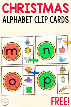 christmas alphabet clip cards for kids to practice letter recognition and matching with their own letters