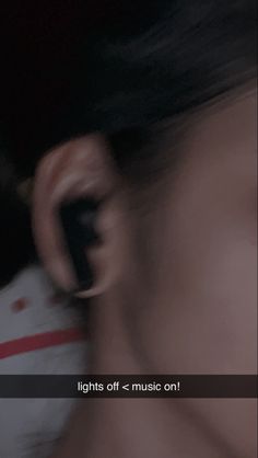 an ear is shown with the words lights off music on