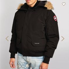 Canada Goose Fur-Trim Chilliwack Bomber Jacket Very Very Good Condition Designer Black Winter Outerwear, Designer Fitted Black Outerwear, Black Hooded Outerwear For Work, Classic Black Hooded Outerwear, Fur Trim, Canada Goose, Canada Goose Jackets, Limited Time, Mens Jackets